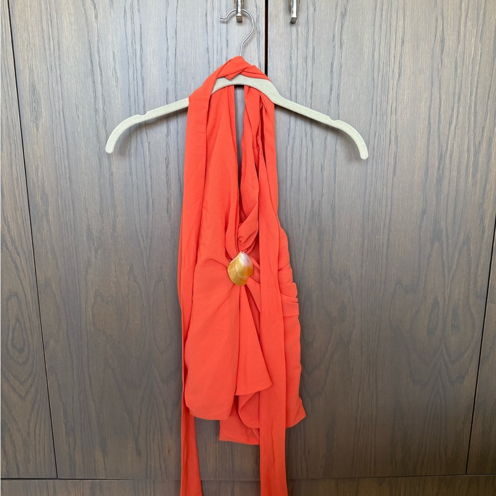 Peppermayo Orange Backless Halter Mini Dress - image 3